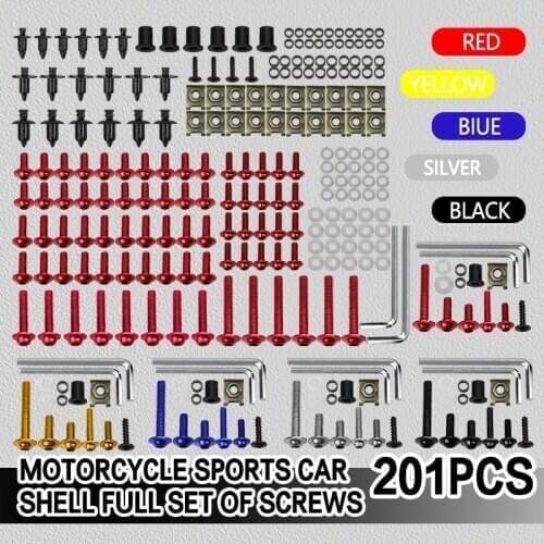 201 PCS Motorcycle Accessories Aluminum Fairing Bolt Screws Kit Fit For YZF 600 1000 R1 R6 R3 R15 R25 T-MAX 530 TMAX 500