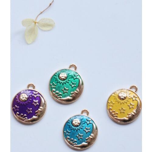 Promotion 20*23MM 30Pcs New Sun Moon Stars Style Round KC Gold Color Alloy Jewelry Charms Beads Jewellery Pendants