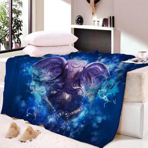 3D Digital Printing Elephant Animal Blanket Sherpa Fleece Cartoon Beds Blanket Sofa Thick Warm