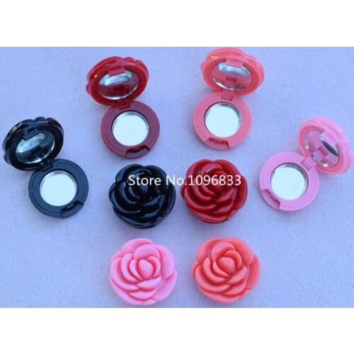 50Pcs Fashion Empty Flower Shape Eyeshadow Powder Case Elegant DIY Blush Compact Plastic Rose Shape Lipstick Sub Container 1g