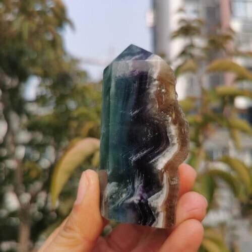 80-90mm Natural Rainbow Fluorite crystal point Quartz Crystal Stone Point