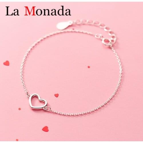 100% 925 Sterling Silver Womens Jewelry Charm Hollow Heart Shape Bracelet 15cm 18cm For Girl Lady Valentines Gifts