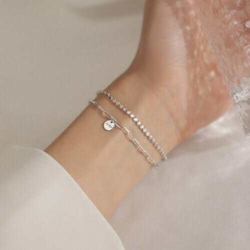 925 Sterling Silver Double Layer Lucky Round Bead Bracelet Elegant Unique Jewelry Women Браслет sl262