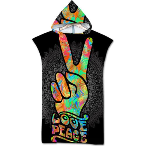 Microfiber Printed Quick Dry Wetsuit Changing Robe Poncho Beach Towel Bathrobe Cloaks Hooded Swimming Pool Gym Bath Towels