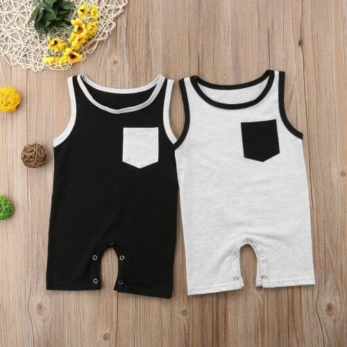Citgeett Newborn Kid Baby Girl Boy Vest Sleeveless Pocket Romper Jumpsuit Outfits Clothes Summer Cute Clothing