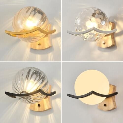 15 Styles Decorative Moon Lamp Wall Lamp Glass Ball Nordic Hotel Corridor Creative Led Wooden Sconce Wall Light Children Bedroom