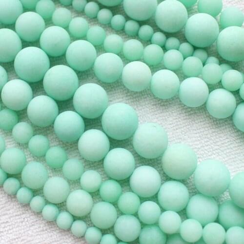 Frost 6-14mm Blue Amazonite Jades Round DIY Jewelry Making Loose Beads 15"