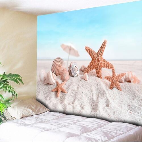 Big Starfish 3D Printed Tapestry Blue Sea Wall Hanging Beach Towel Large Wall Tapestries Art Carpet Hippie Wall Blanket for Home