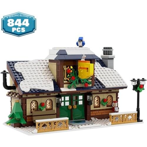 Moc City Buildings Winter Village Cafe Village City Street View Store Winter Scene Building Blocks Childrens Toys Toys for Boys