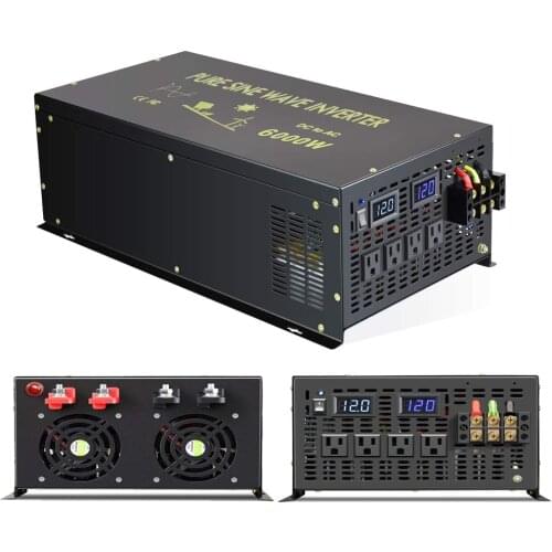 Pure Sine Wave Inverter 12V to 220V 6000W Solar Generator Inverter Power Bank DC to AC Converter 24V/48V to 120V/230/240V Remote