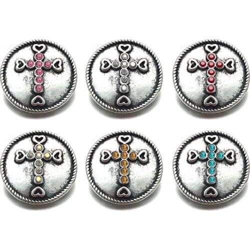 Cross w249 3D 18mm 20mm rhinestone metal snap button for Bracelet Necklace Interchangeable Jewelry Women accessorie findings