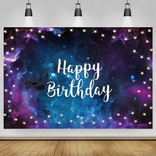 Laeacco Happy Birthday Party Backdrop Fantasy Starry Sky Star Customized Poster Photography Background Baby Protrait Backdrop