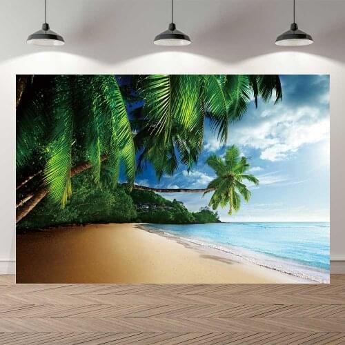 Summer Beach Landscape Taranteiro Background Photo Studio Backdrop Beautiful Palm Tree Tropical Summer Sea View Photocall Banner