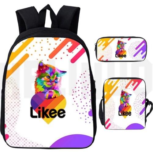 Likee Schoolbag Backpack Russia Type 3D Print Likee Bag 3pcs/set Casual Zipper Pencil Case Bagpack Bookbag LIKEE Video App