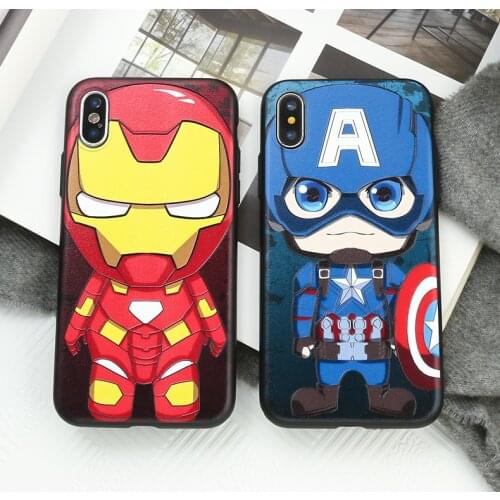 Mavel Phone Case Spiderman Iron Man Captain America Silicone Cartoon Phone Cover for Iphone 6 7 8 11 12 X Xr Men Boy Phone Shell
