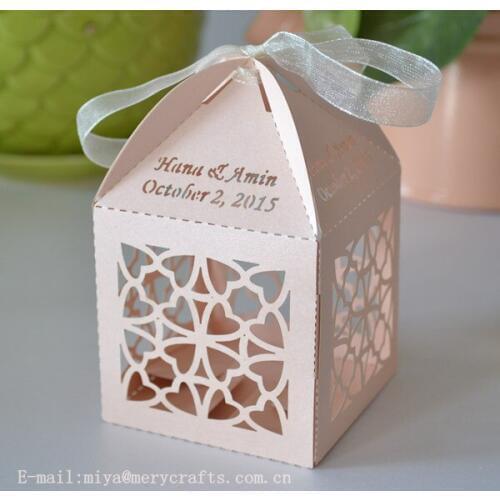 Sweet love heart favor boxes,laser cut peach wedding candy boxes,cheap wedding gift for guest