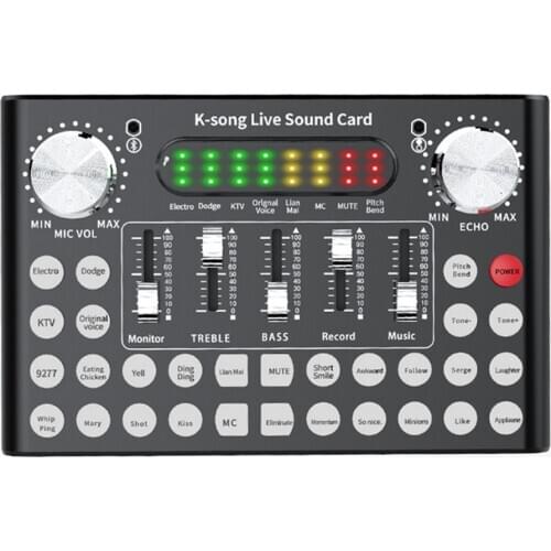 Multi-functional Bluetooth Webcast Sound Card Classic Texture Headset Microphone Streamer Portable Broadcast Audio Card