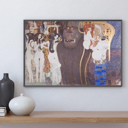 Gustaves Klimtr Beethovens Friezer Wall Art Canvas Poster And Print Canvas Painting Decorative Picture Living Room Home Decor