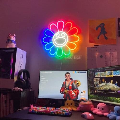 HDJSign led neon sign sunflower Transparen cool light neones Custom bar decoracion in home dorm Wedding wall decor