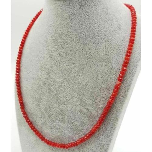 Natural 2x4mm Faceted Red Ruby Gemstone Abacus Beads Necklace 18'' AAA