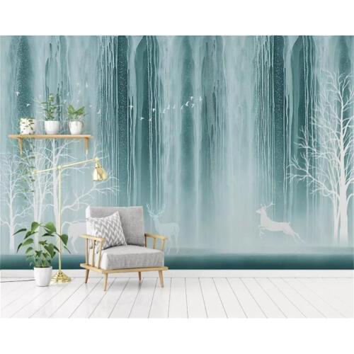 Beibehang Custom wallpaper modern abstract waterfall modern style forest elk background wall papel de parede 3d wallpaper mural
