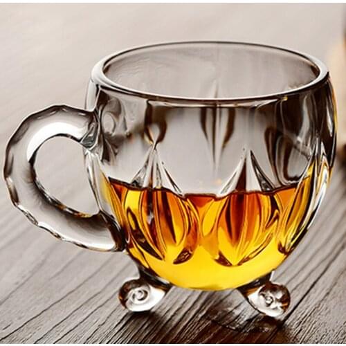 210ml Crystal Glass Tea Coffee Water Cup Transparent cup Home Milk flower tea Juice Glasses Cups Mug with Handle for Gifts