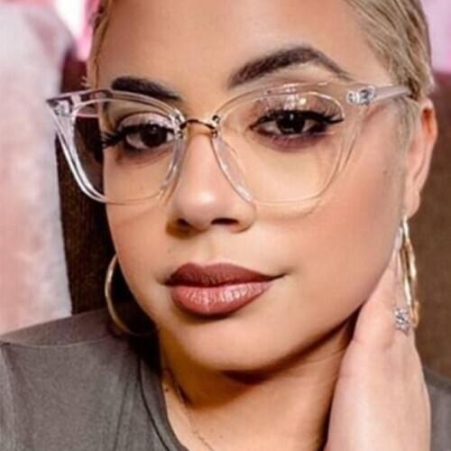 Transparent Eyeglasses Frame Women Anti Blue Light Sexy Cat Eye Glasses Frame Clear Lens Computer Glasses Female