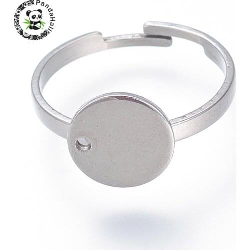 Adjustable 304 Stainless Steel Pad Ring Settings Jewelry Making Findings Components Stainless Steel Color Tray: 10mm 17.5mm