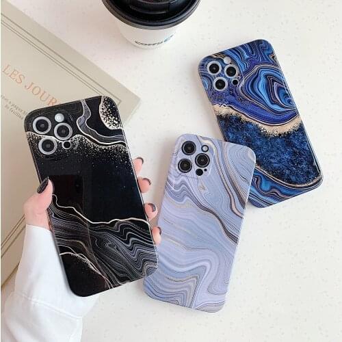 Luxury Marble Crack Phone Case For iPhone 12 11 Pro Max SE 2020 7 8 Plus XR X XS Max 12Mini Soft Silicone Shockproof Cases Cover