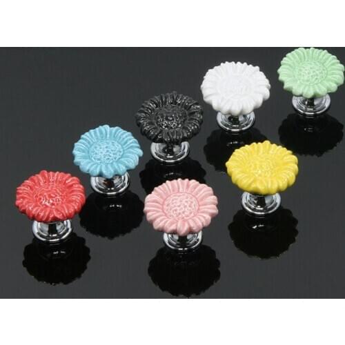 Sunflower Shape Knobs Shoebox Cabinet Handles Closet Cupboard Door Drawer Knobs Wardrobe Pulls With Screws Furniture Handle