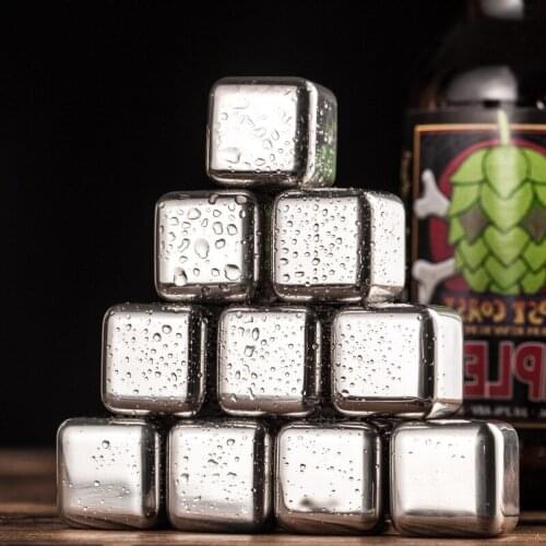 Light Luxury Simple 304 Stainless Steel Quick-Frozen Ice Cube Bar Drink Wine Ice Stone Beer Whisky Metal Ice Particles