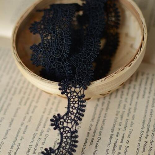 Apparel Sewing Fabric 5 Meters DIY black white Trim Cotton Crocheted Lace Fabric Wedding Decration Handmade Accessories Craft