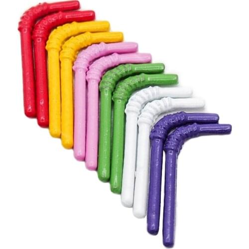 Odoria 1:12 Miniature 12pcs Metal Drinking Straws in Assorted Color Kitchen Party Bar Set Dollhouse Accessories Doll House Decor