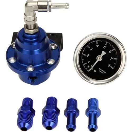 Universal Adjustable Aluminum Fuel Pressure Regulator With Gauge Kit 7 color T21E