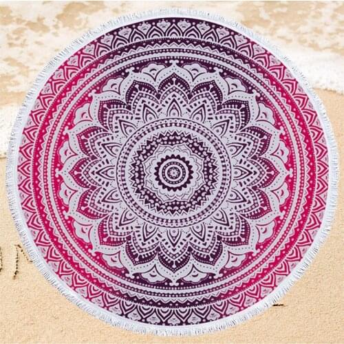 Bohemia Style Beach Towel with Tassel Mandala 150cm Round Beach Swimming Bath Towel Microfiber Outdoor Sports Yoga Pad