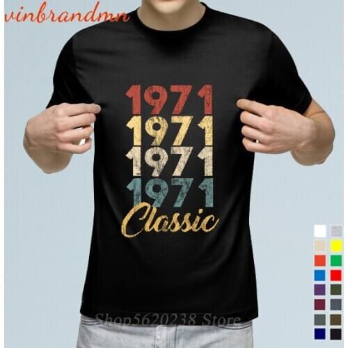 Vintage 1971 Classic T-shirt For Men 49 Years Old Birthday Gift Cotton Tops Tee Thanksgiving Day Gift Fathers Day Gift T Shirts