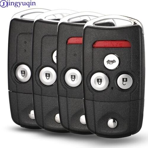 Jingyuqin 2/3/4 Button Replacement Flip Folding Car Key Shell Modified for Honda Civic Dio Fit Crv Hrv Accord Odyssey Jazz