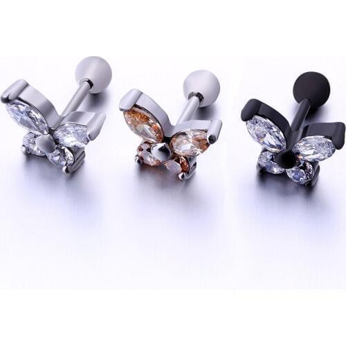 YongChang Star earrings woman fashion jewelry butterfly cubic zircon ear stud 1 pair