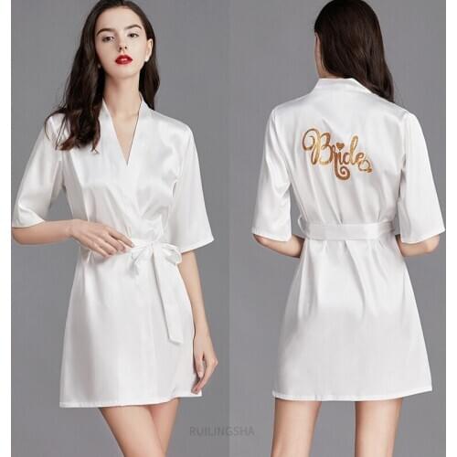 Women Silk Satin Bride Bathrobe Plus Size Sexy Kimono Robes For Women Wedding Bride Bridesmaid Female Casual Dressing Gown
