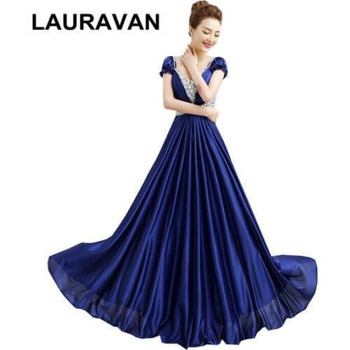 Long royal blue red 2020 spring summer designer plus size beaded v neck floor length womens evening dresses burgundy gown