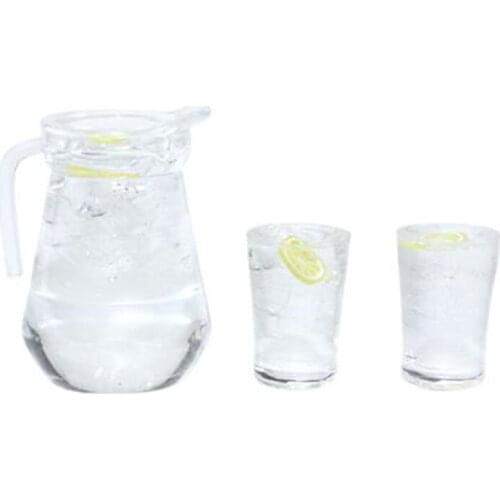 1 Set Mini Resin Lemonade Kettle Cup Drink Model Dollhouse Miniature Accessories