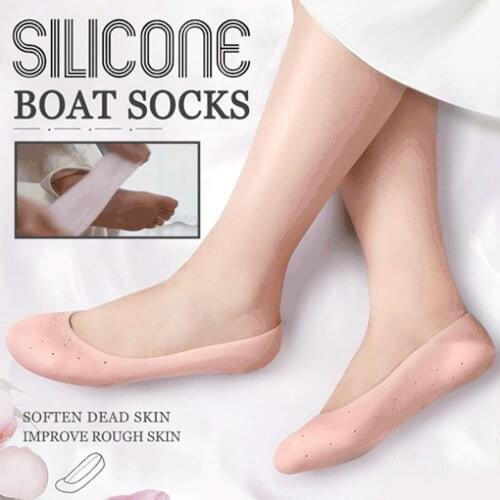 1pair Silicone Socks Heel Gel Socks Foot Cracked Repair Dry Crack Healing Chapped Silicone Slip Invisible Soft Breathable Socks