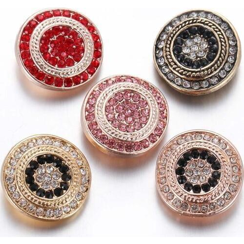 10pcs/lot High Quality Rose Gold Snap Button Jewelry Rhinestone Round 18mm Snap Buttons Fit Snap Bangle Bracelet Necklace