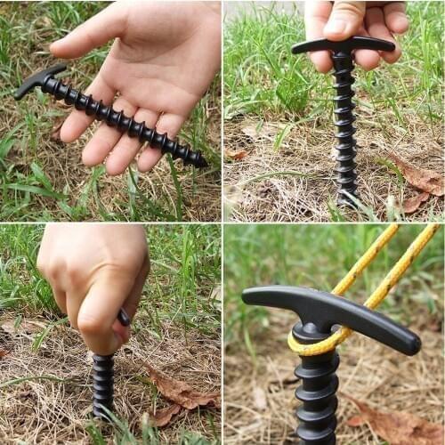 10pcs/Pack Outdoor Camping Trip Tent Peg Ground Nails Screw Stakes Pegs Beach Tent Stakes Pegs Pins Tent Accessories Dropship