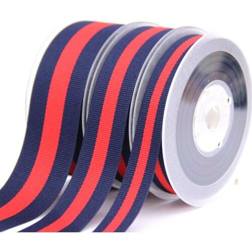 15mm/25mm/38mm 50Yards Blue Red Blue Woven Stripes Grosgrain Ribbon for DIY Hairbow Accessories Gift Package Cake Wrap