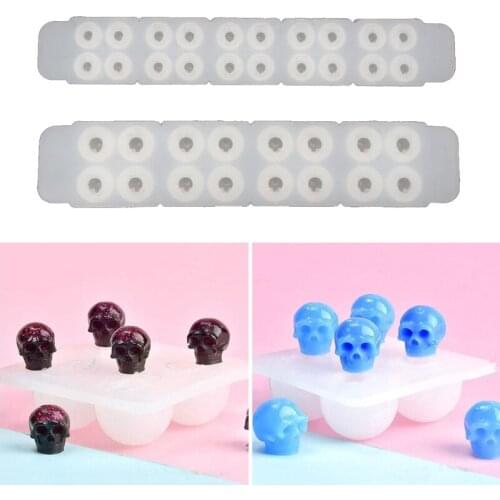 2Pcs Skull Head Bead Resin Mold Skull Beaded Bracelet Pendant Necklace Jewelry Silicone Resin Casting Mold Craft Tools X4YA