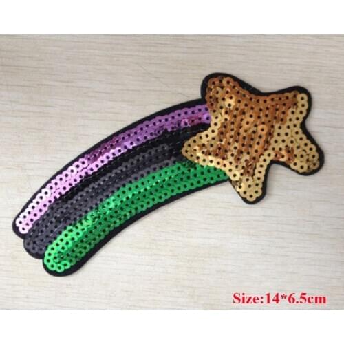 20pcs parches ropa Rainbow Sequined Patches Iron On Patch For Clothing Garment Jacket Patchwork Accessories Appliques DIY Badge