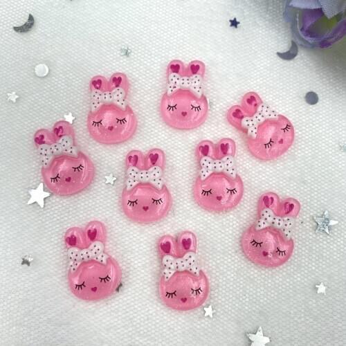 20Pcs Lovely rabbit Resin Decoration Crafts Flatback Cabochon Scrapbook Kawaii DIY Embellishments Accessories B83