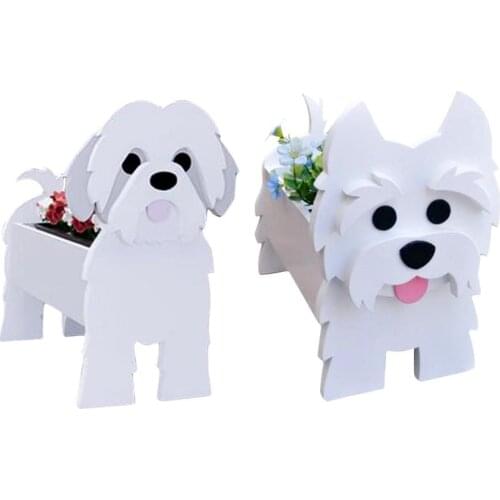 2021 Home Garden White Decor Pot Doggy Shape Decorative Flower Pot Animal Succulent Plant Pots