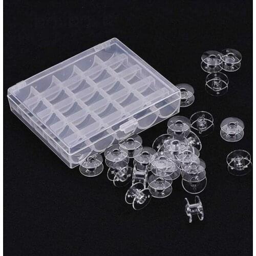 25Pcs Clear Sewing Machine Bobbins Spools Empty Bobbins Spools Plastic Storage Box For Home Sewing Accessories Tools 2518P